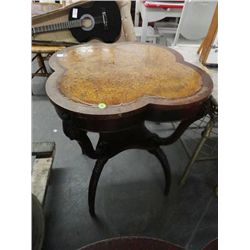 Mahogany Leather Inset Pie Crust Table