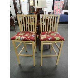 2 Pickled Oak Fruit Padded Bar Stools  - 2 Times the Money