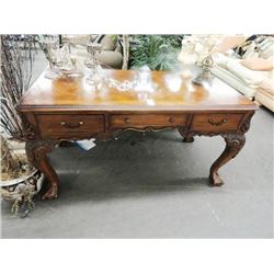 Ornate Carved Wood Ball & Claw Foot Desk