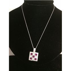 18Kt White Gold Ruby and Diamond Necklace