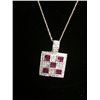 Image 2 : 18Kt White Gold Ruby and Diamond Necklace