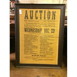 Framed Vintage Auction Newspaper Advertising