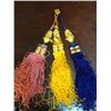 Image 1 : Estate 22kt Gold or better 3 Hanging Tassels with Emerald Beads on Top and Below