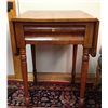 Image 1 : Early Antique Drop Leaf One Drawer Sewing or End Table
