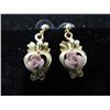 Image 1 : ANTIQUE STYLE GOLD TONE DROP EARRINGS ROSE ACCENT