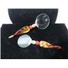 Image 1 : LOT 2 MURANO STYLE GLASS HANDLE MAGNIFYING GLASS