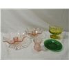 Image 1 : LOT 5 GLASS CANDLE HOLDERS & DISH
