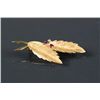 Image 1 : 18K Gold with Diamond & Ruby Leaf Brooch