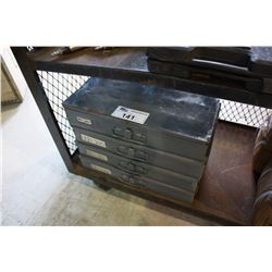 4 GREY METAL PARTS BINS