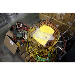 PALLET OF ELECTRICAL CABLES, CONDENSER, AND SAFTEY HARNESS