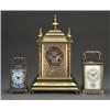 Image 1 : Late 19th Century French brass cased carriage clock having a white dial with decorative enamelled...