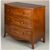 Image 1 : Regency mahogany bowfront chest with ebonised and crossbanded inlay, the three drawers fitted emb...