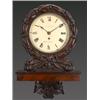 Image 1 : 19th Century wall clock, the mahogany case with wreath design surround and with integrated bracke...