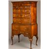 Image 1 : Early 18th Century crossbanded figured walnut veneered chest on stand having a moulded cornice wi...