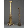 Image 1 : Early 19th Century Egyptian Revival gilt gesso candle stand having a reeded pillar, tapered trian...