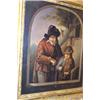 Flemish School - Pair of 19th Century oils on metal panels - Interior scenes with two figures sea...