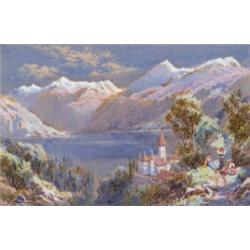 Charles Rowbotham - 19th Century watercolour - Splatz Castle, Lake Thun, Switzerland, signed, 12....