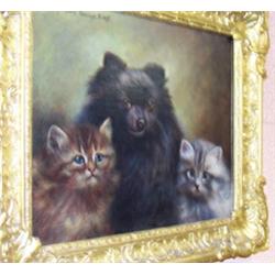 A. Augusta Talboys - Oil on board 'How Happy I would Be With Either' - Study of a Pomeranian and...