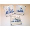 Image 1 : Three various English 18th Century Delft tiles decorated with anglers in landscape, 13cms square...
