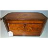 Image 1 : George III satin wood veneered tea caddy having inlaid and rosewood crossbanding, canted corners,...