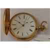 Image 1 : 19th Century 18ct gold cased full hunter top wind pocket watch with stop watch mechanism, the mov...