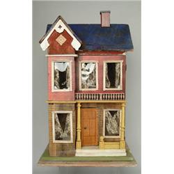 LARGE MORIZ GOTTSCHALK BLUE ROOF DOLL HOUSE.