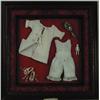 Image 1 : SHADOWBOX DISPLAY OF DOLL & CLOTHES.