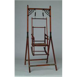 DOLL'S VICTORIAN SPRING SWING IN NATURAL FINISH. 