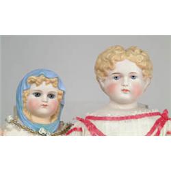 LOT OF 2 BISQUE SHOULDER HEAD DOLLS.