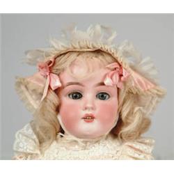 21" SCHONAU & HOFFMEISTER BISQUE SHOULDER HEAD DOLL.