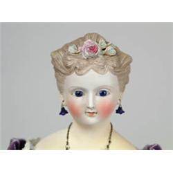 21" WHITE BISQUE SHOULDER HEAD DOLL.