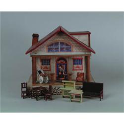 ALL LITHO WOOD DOLLHOUSE WITH PORCH.