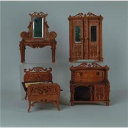 FABULOUS FOUR-PIECE SUITE OF DOLL FURNITURE.