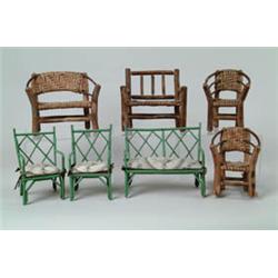 TWO DOLL'S PORCH SETS.