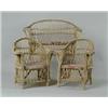 Image 1 : THREE-PIECE ORNATE WICKER DOLL'S PORCH SET.