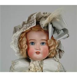 19" SCHONAU & HOFMEISTER GERMAN SOCKET HEAD DOLL WITH BALL JOINTED STICK LEG.