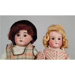 LOT OF 2 ARMAND MARSEILLE BISQUE SHOULDER HEAD DOLLS.