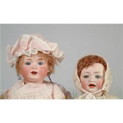 LOT OF 2 GERMAN BISQUE SOCKET HEAD DOLLS.