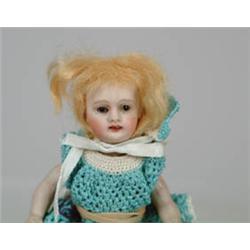 6-1/2" GLASS EYED GERMAN ALL-BISQUE DOLL.