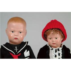 LOT OF 2 WOODEN SCHOENHUT DOLLS.