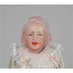 10" GERMAN BISQUE SOCKET HEAD BABY DOLL.