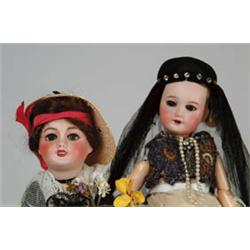 LOT OF 2 BISQUE SOCKET HEAD DOLLS.  