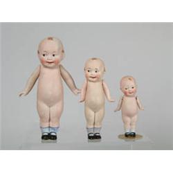 LOT OF 3 ALL-BISQUE DOLLS. 