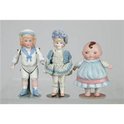 LOT OF 3 ALL-BISQUE DOLLS. 