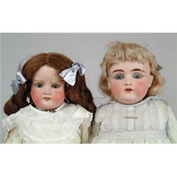 LOT OF 2 GERMAN BISQUE SHOULDER HEAD DOLLS.