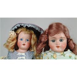 LOT OF 2 GERMAN BISQUE SHOULDER HEAD DOLLS.