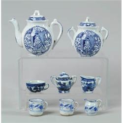 LOT OF 3 OF BLUE AND WHITE CHILD'S TEA SETS.
