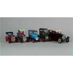 LOT OF 5 TIN VEHICLES.