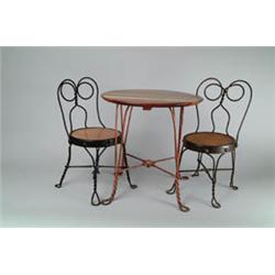 CHILD'S THREE PIECE ICE CREAM PARLOR SET.