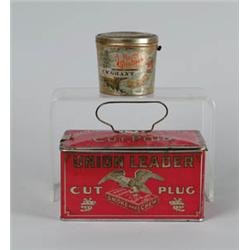 TWO TIN ADVERTISING ITEMS.
